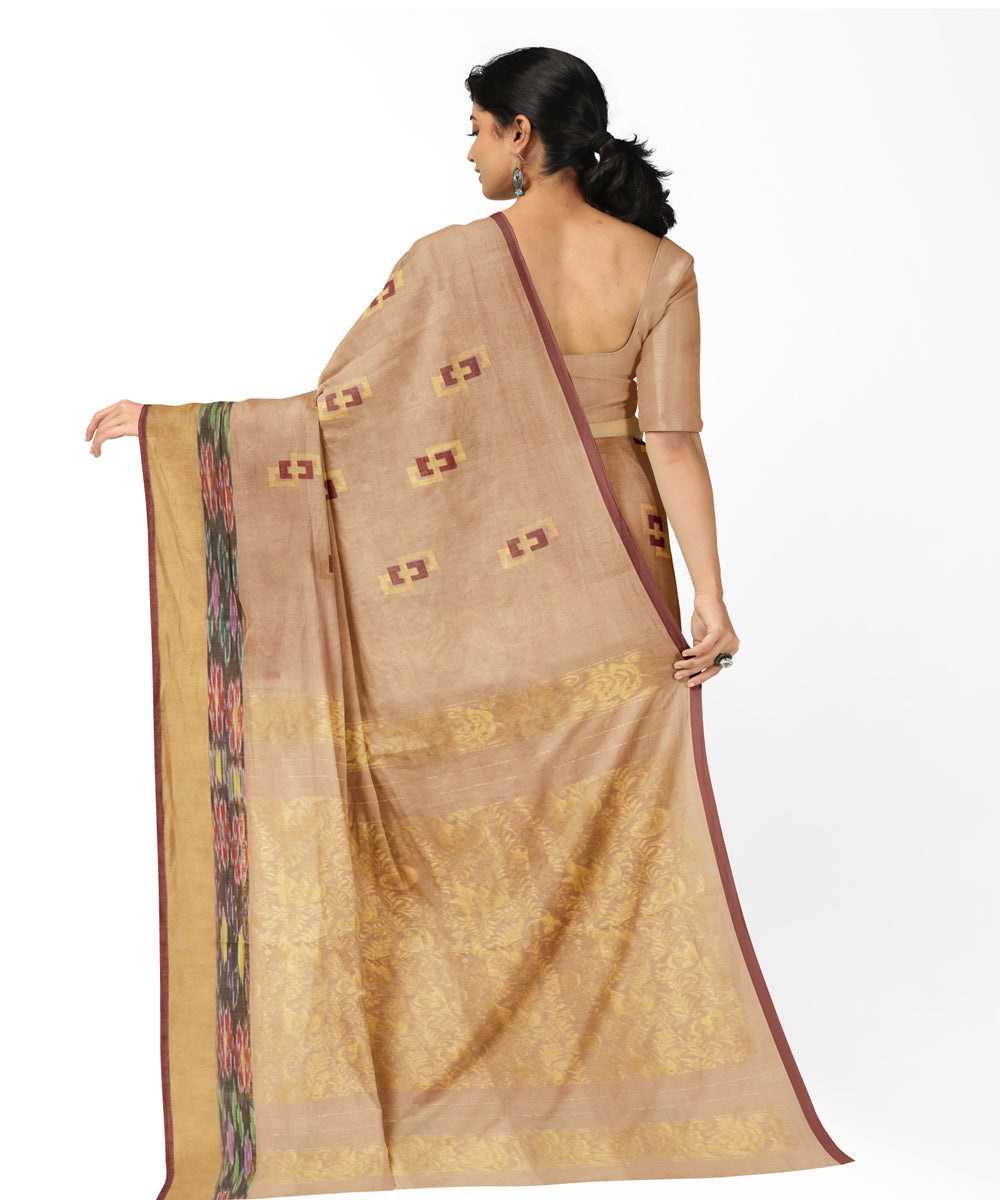 Camel brown golden cotton handwoven rajahmundry saree