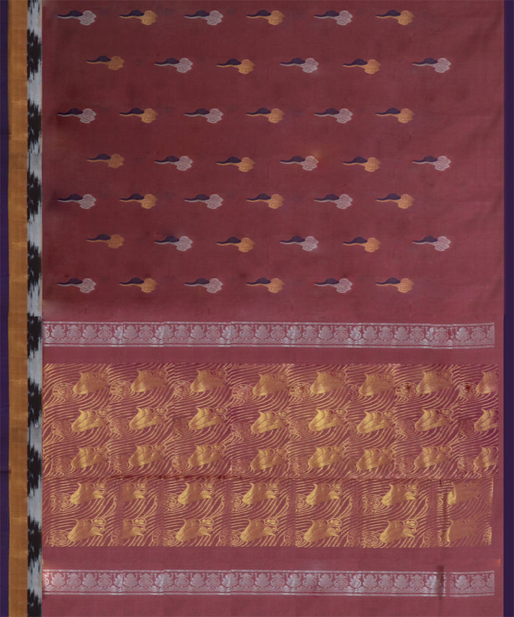 Maroon golden cotton handwoven rajahmundry saree