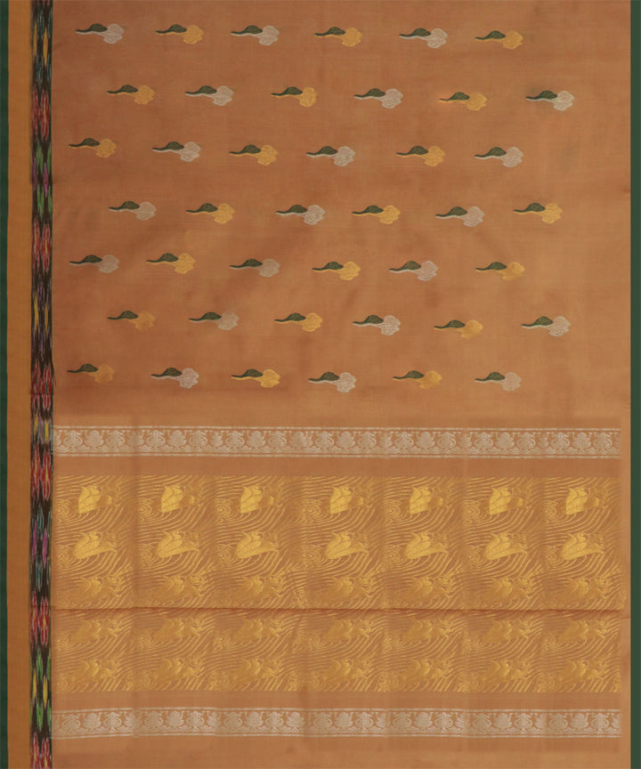 Camel brown green cotton handwoven rajahmundry saree