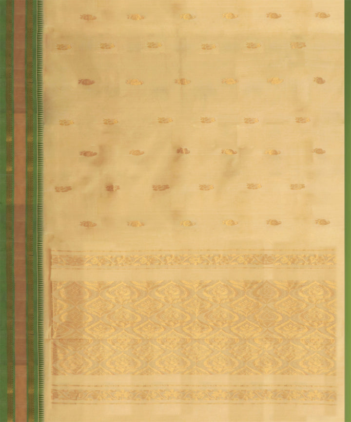 Cream green cotton handwoven rajahmundry saree