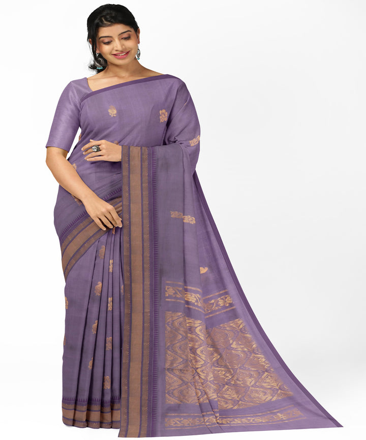 Purple golden cotton handwoven rajahmundry saree