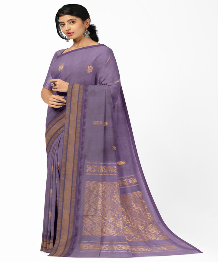 Purple golden cotton handwoven rajahmundry saree