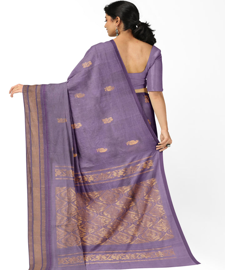 Purple golden cotton handwoven rajahmundry saree