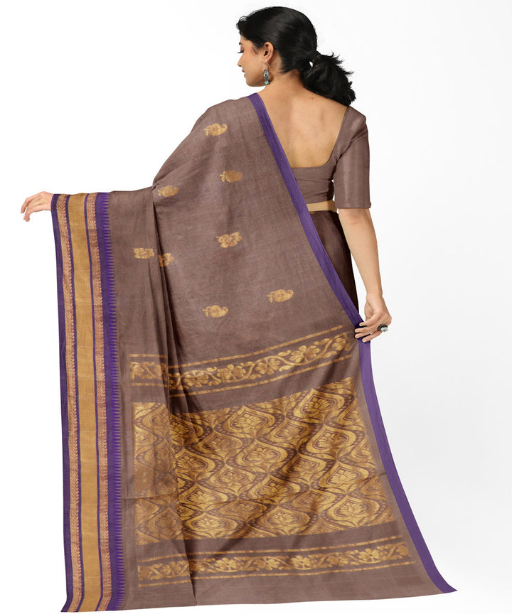 Light brown golden cotton handwoven rajahmundry saree