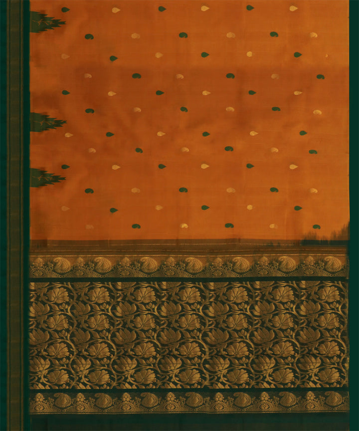 Musted yellow green cotton handwoven rajahmundry saree