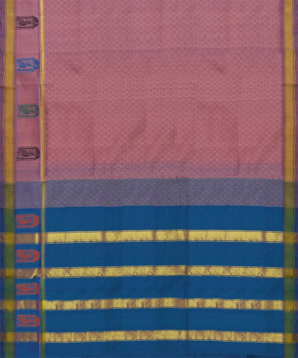 Light maroon blue cotton handwoven rajahmundry saree