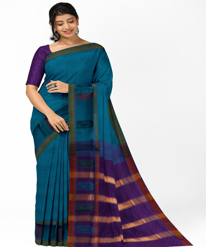 Blue sky blue handwoven cotton rajahmundry saree