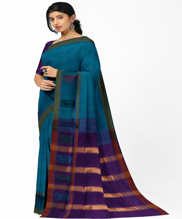 Blue sky blue handwoven cotton rajahmundry saree