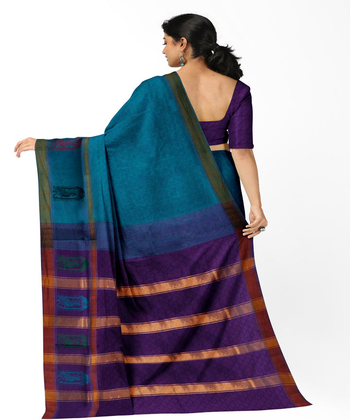 Blue sky blue handwoven cotton rajahmundry saree