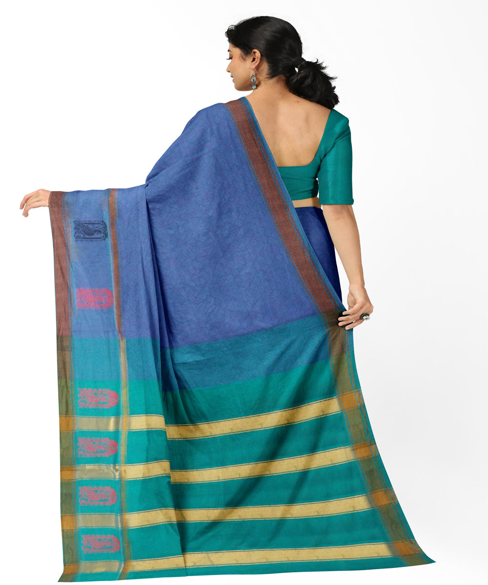 Blue sky blue cotton handwoven rajahmundry saree