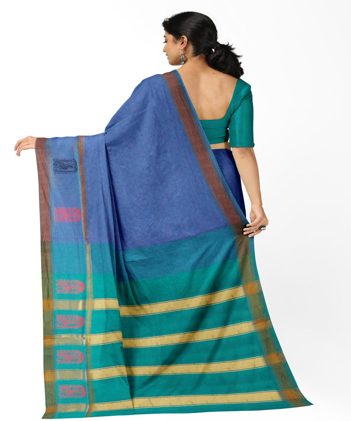 Blue sky blue cotton handwoven rajahmundry saree