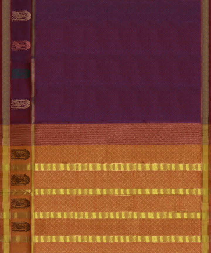 Purple yellow cotton handwoven rajahmundry saree