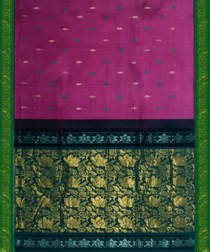 Pink green cotton handwoven rajahmundry saree