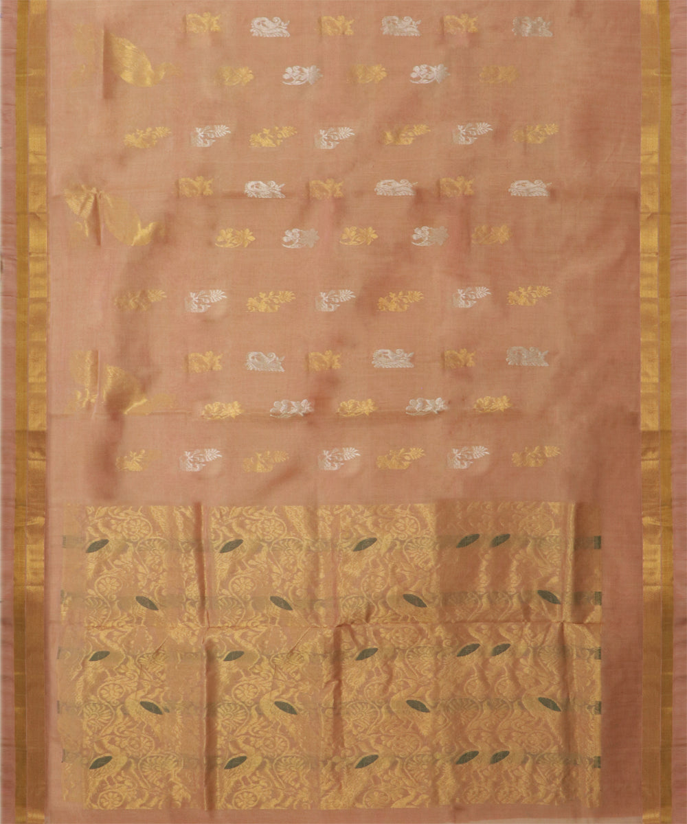 Peach gold cotton handwoven rajahmundry saree