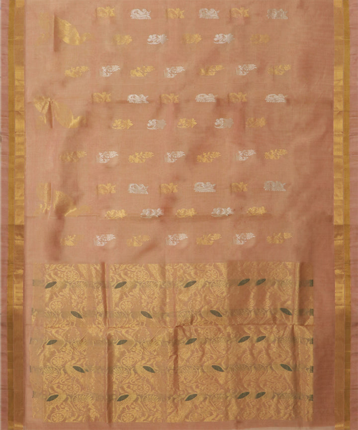 Peach gold cotton handwoven rajahmundry saree