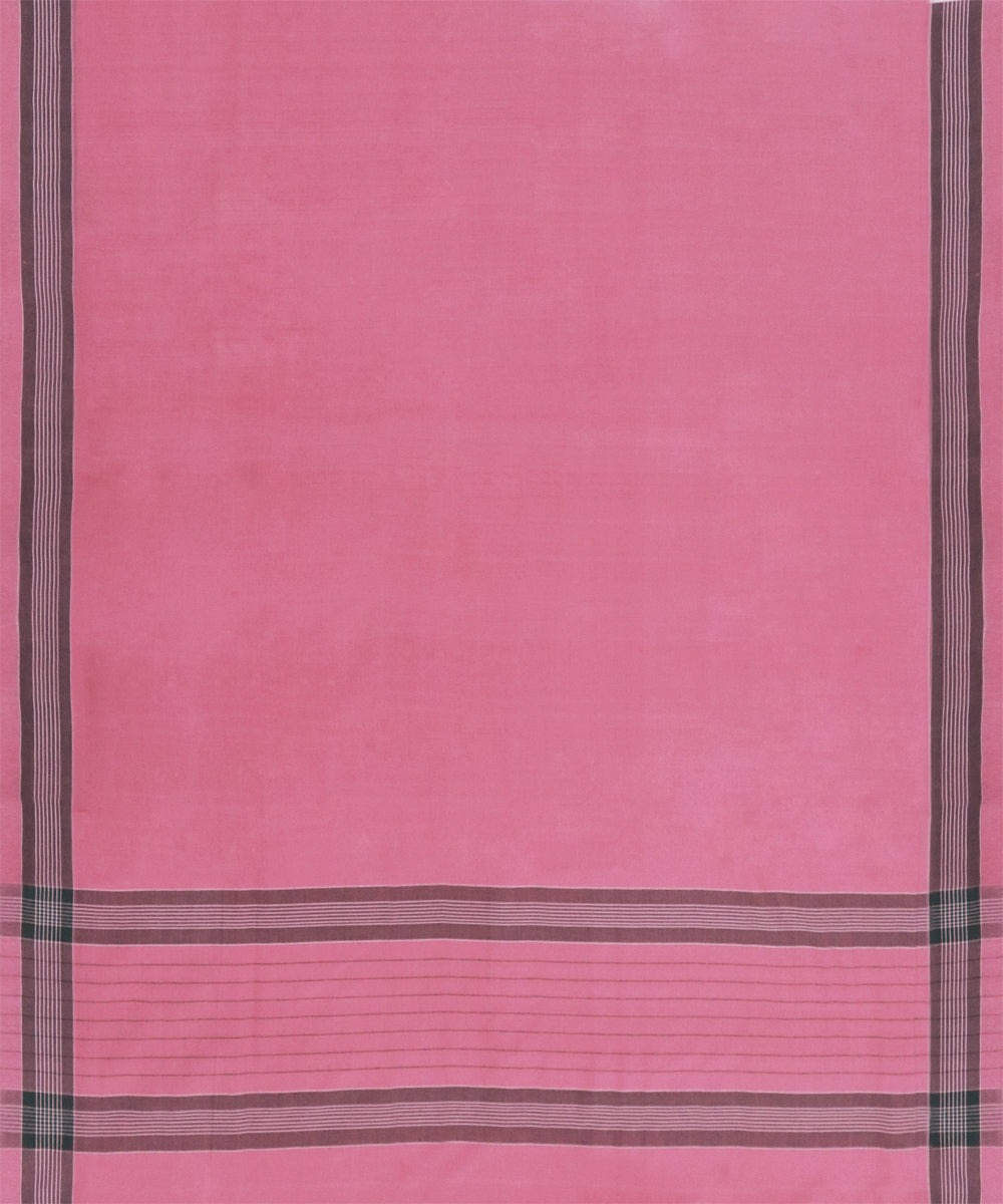 Pink black cotton handwoven angara saree