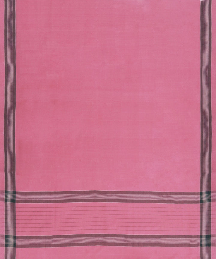 Pink black cotton handwoven angara saree
