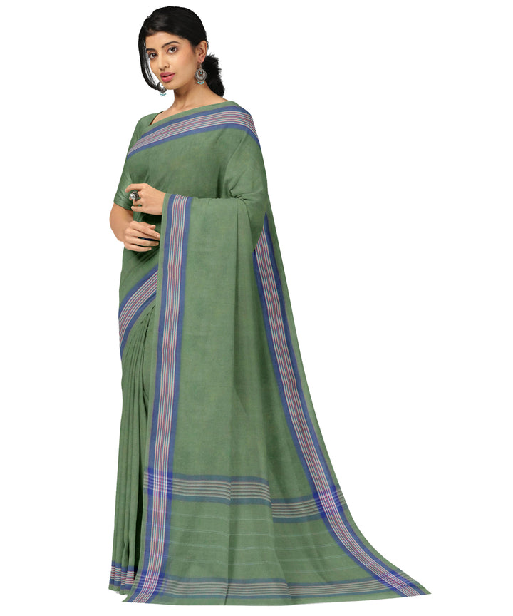 Light green blue cotton handwoven angara saree