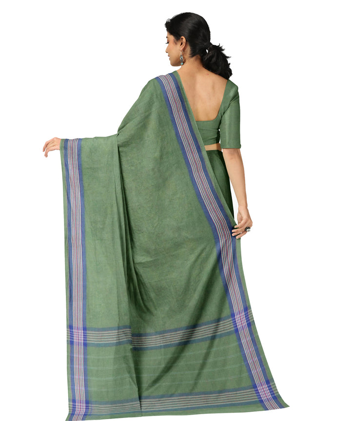 Light green blue cotton handwoven angara saree
