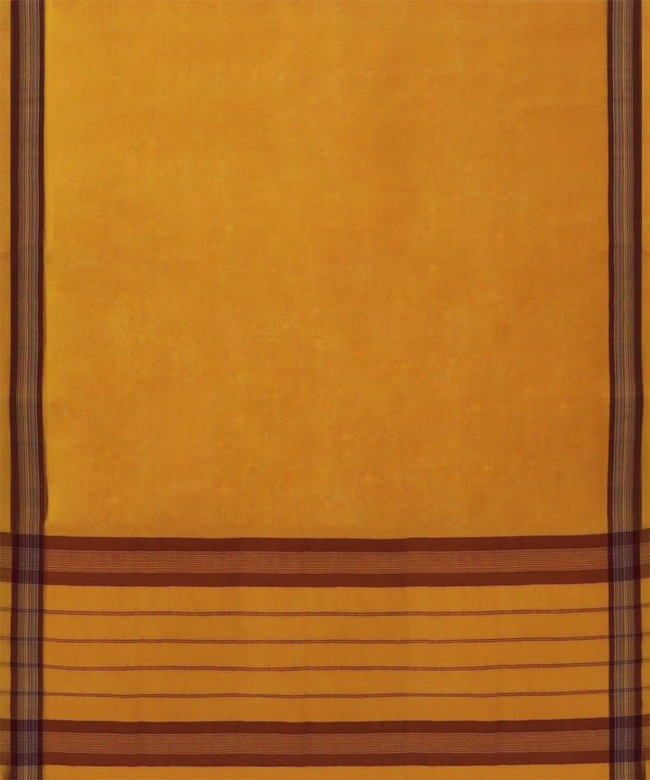 Yellow maroon cotton handwoven angara saree