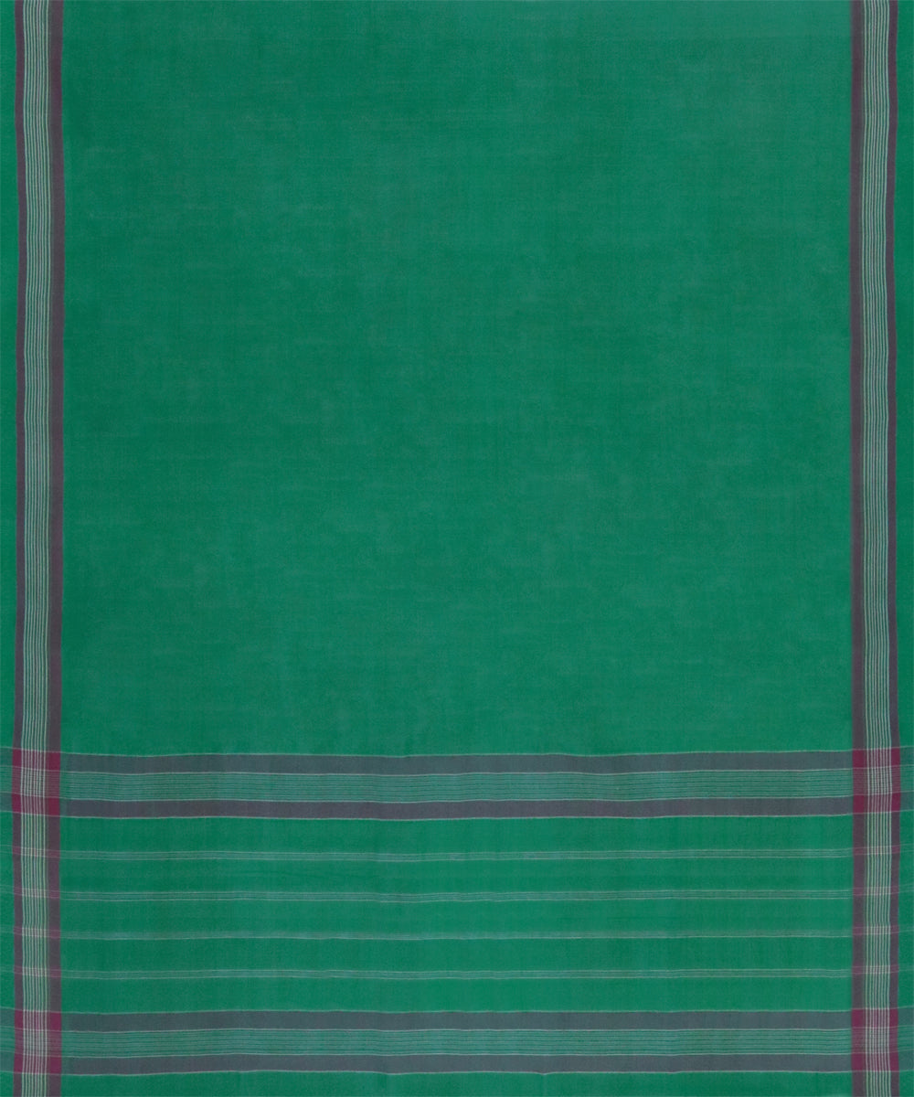 Dark green pink cotton handwoven angara saree