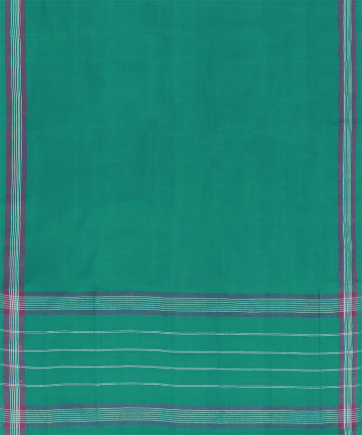 Cyan green purple handwoven angara cotton saree