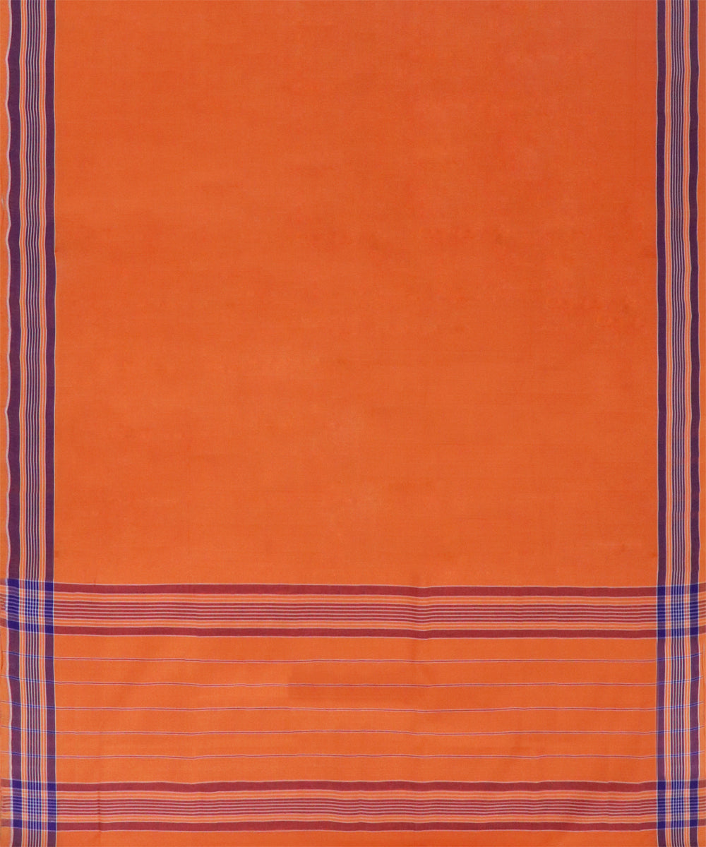 Yellow purple cotton handwoven angara saree