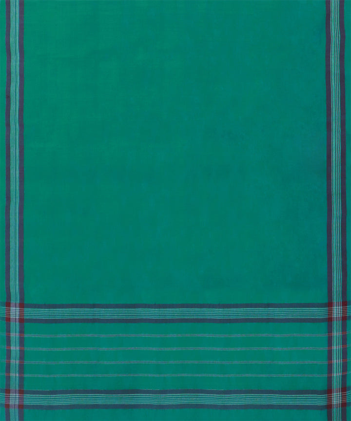 Cyan green purple cotton handwoven angara saree