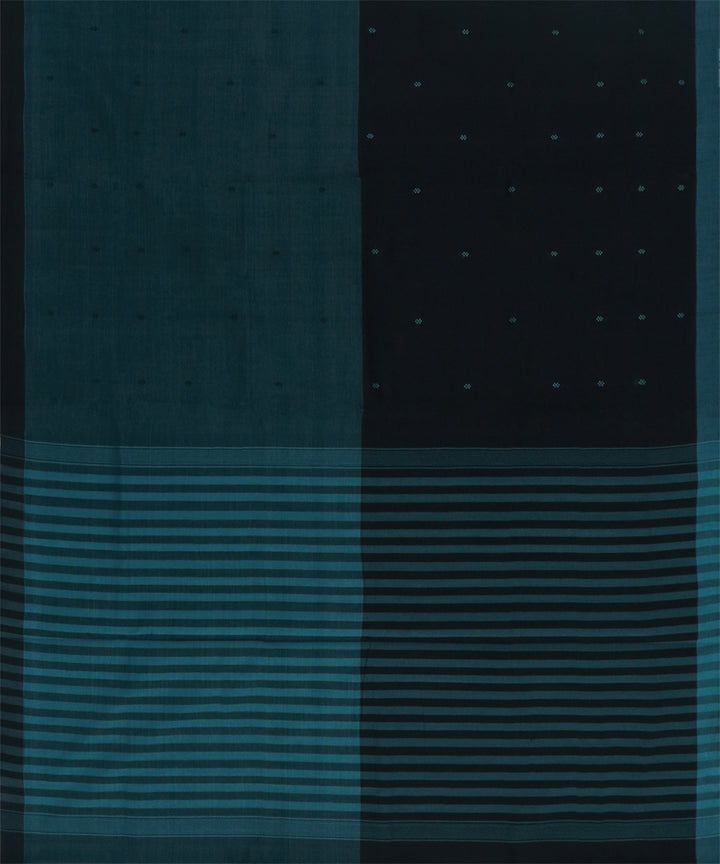 Blue black handwoven angara cotton saree