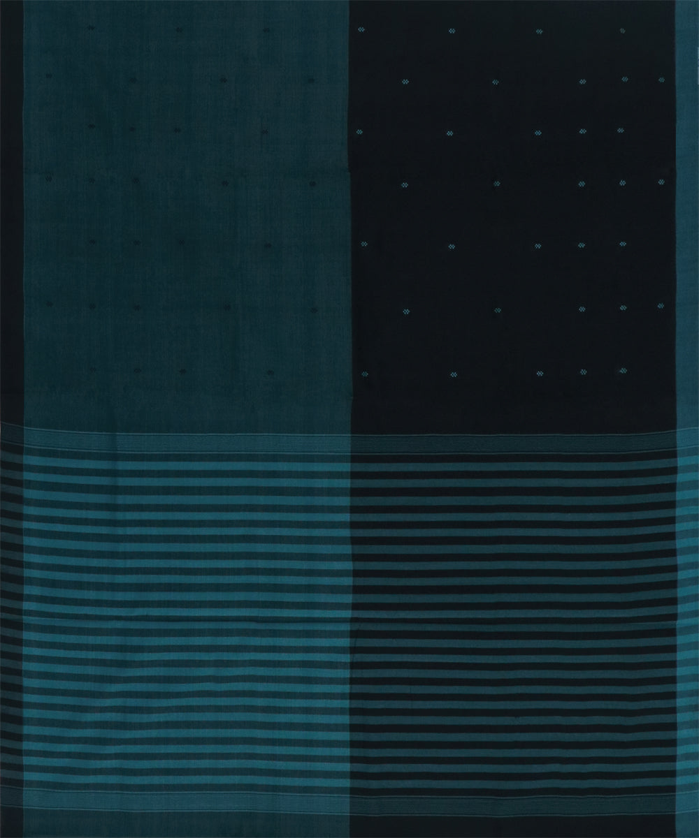 Blue black handwoven angara cotton saree