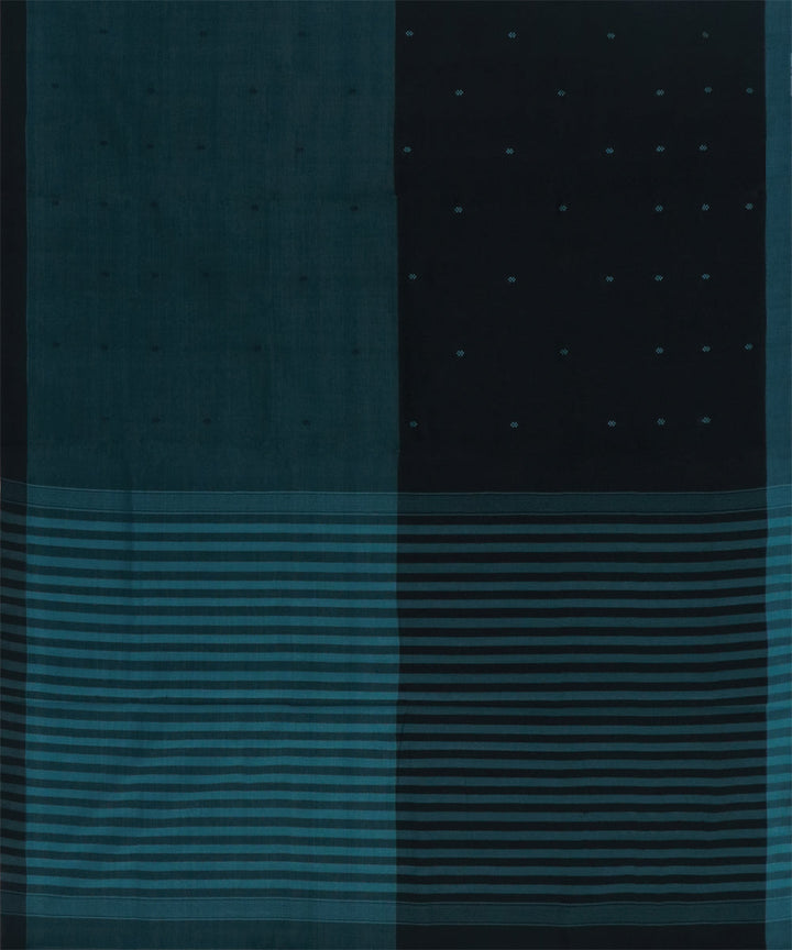 Blue black handwoven angara cotton saree
