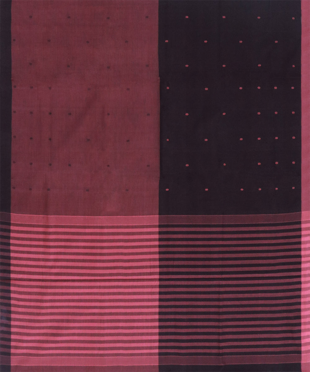 Red black cotton handwoven angara saree