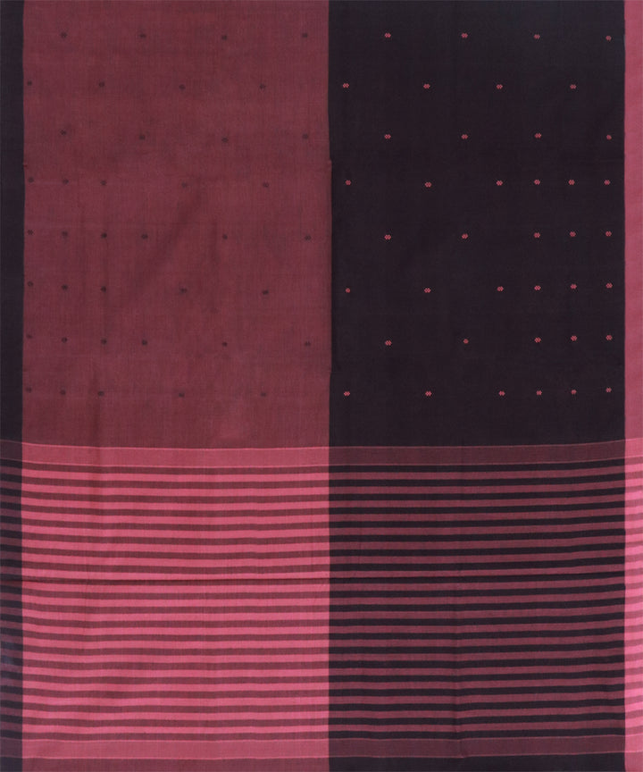 Red black cotton handwoven angara saree