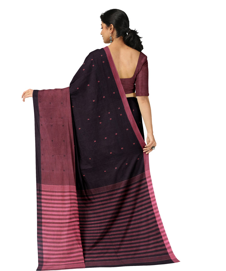 Red black cotton handwoven angara saree