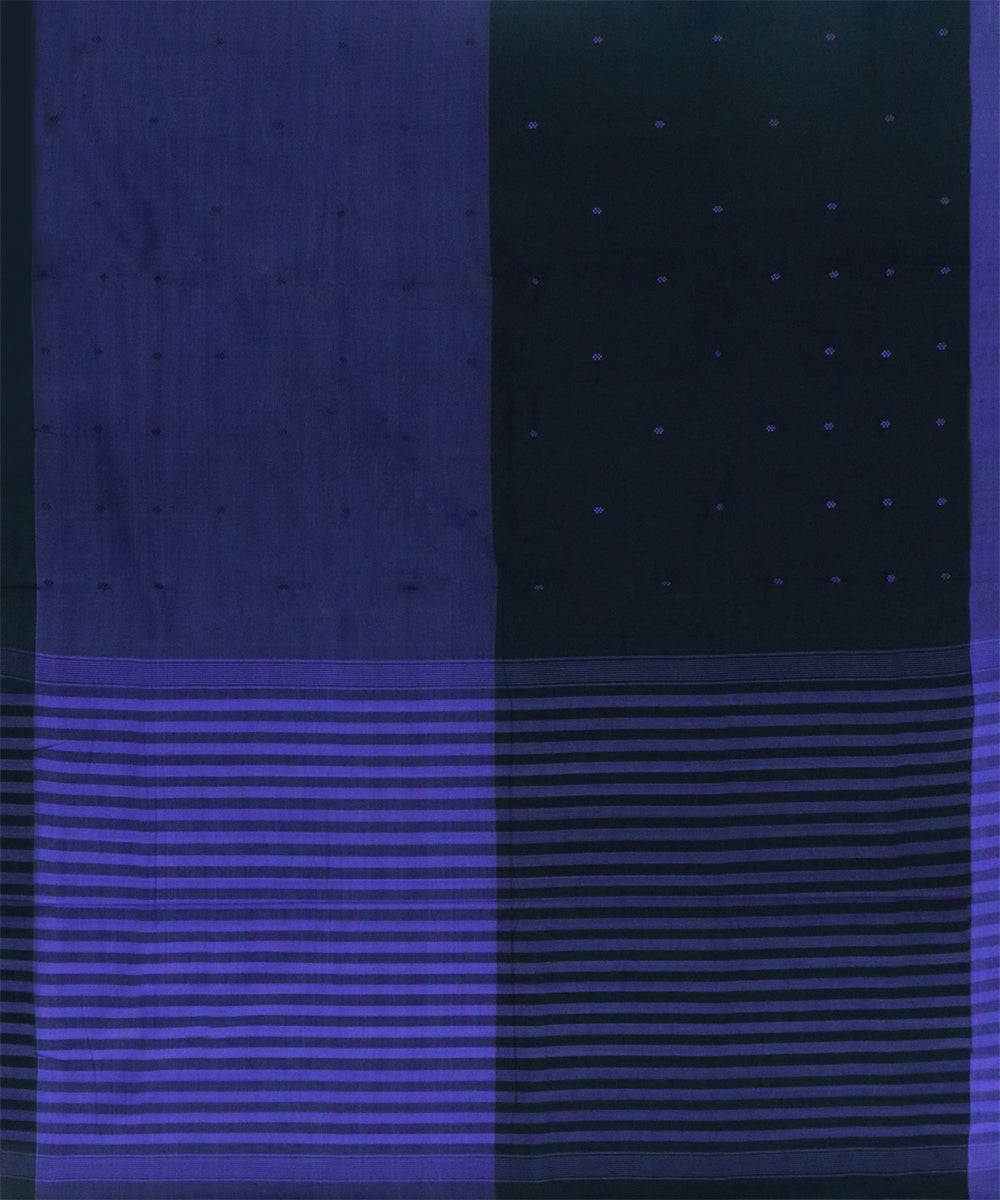 Blue black cotton handwoven angara saree