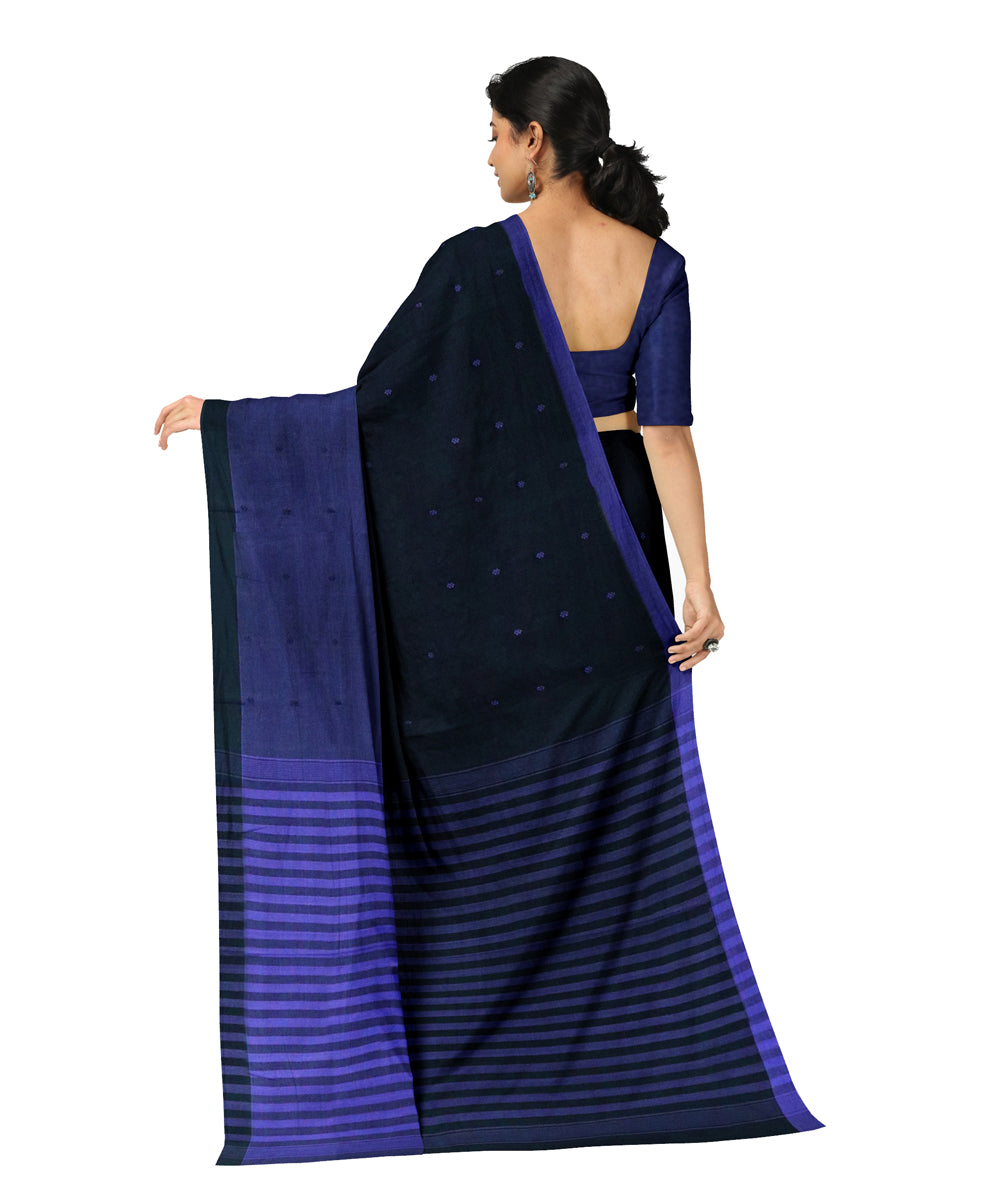 Blue black cotton handwoven angara saree