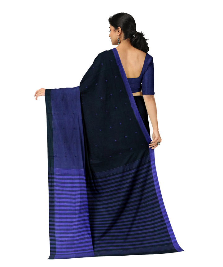 Blue black cotton handwoven angara saree