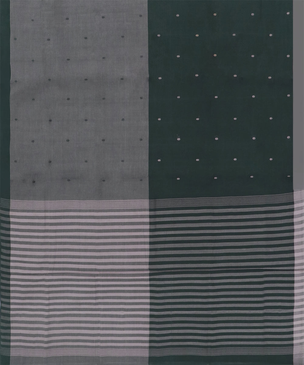Grey black cotton handwoven angara saree