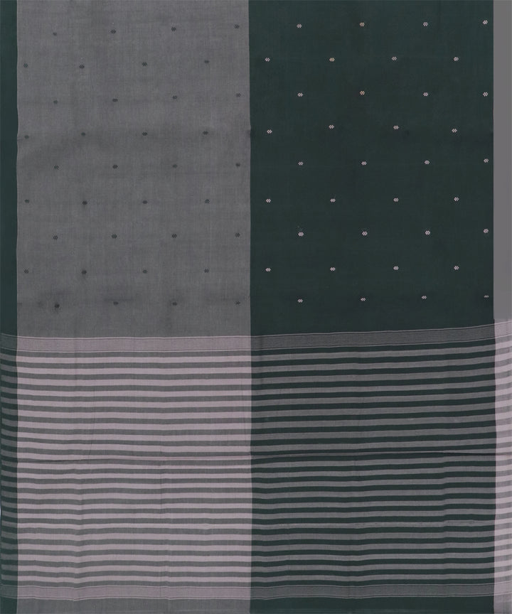 Grey black cotton handwoven angara saree