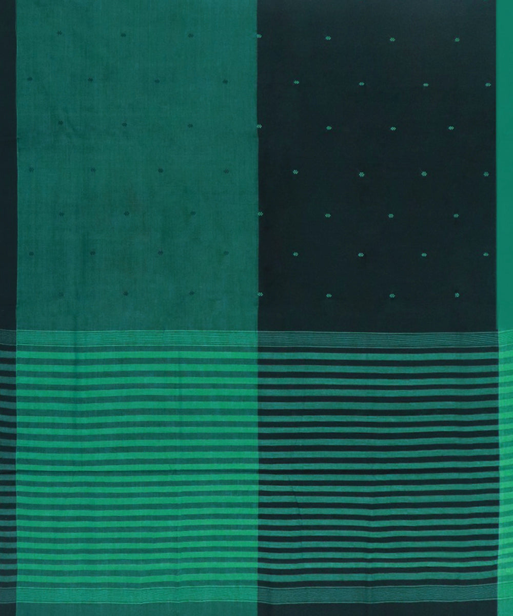 Light green black cotton handwoven angara saree