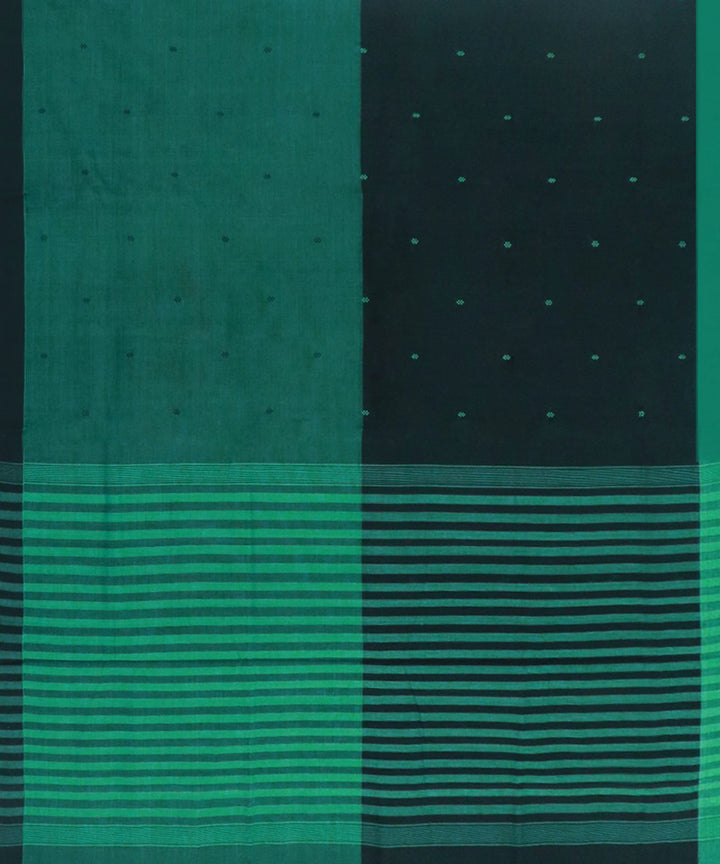 Light green black cotton handwoven angara saree
