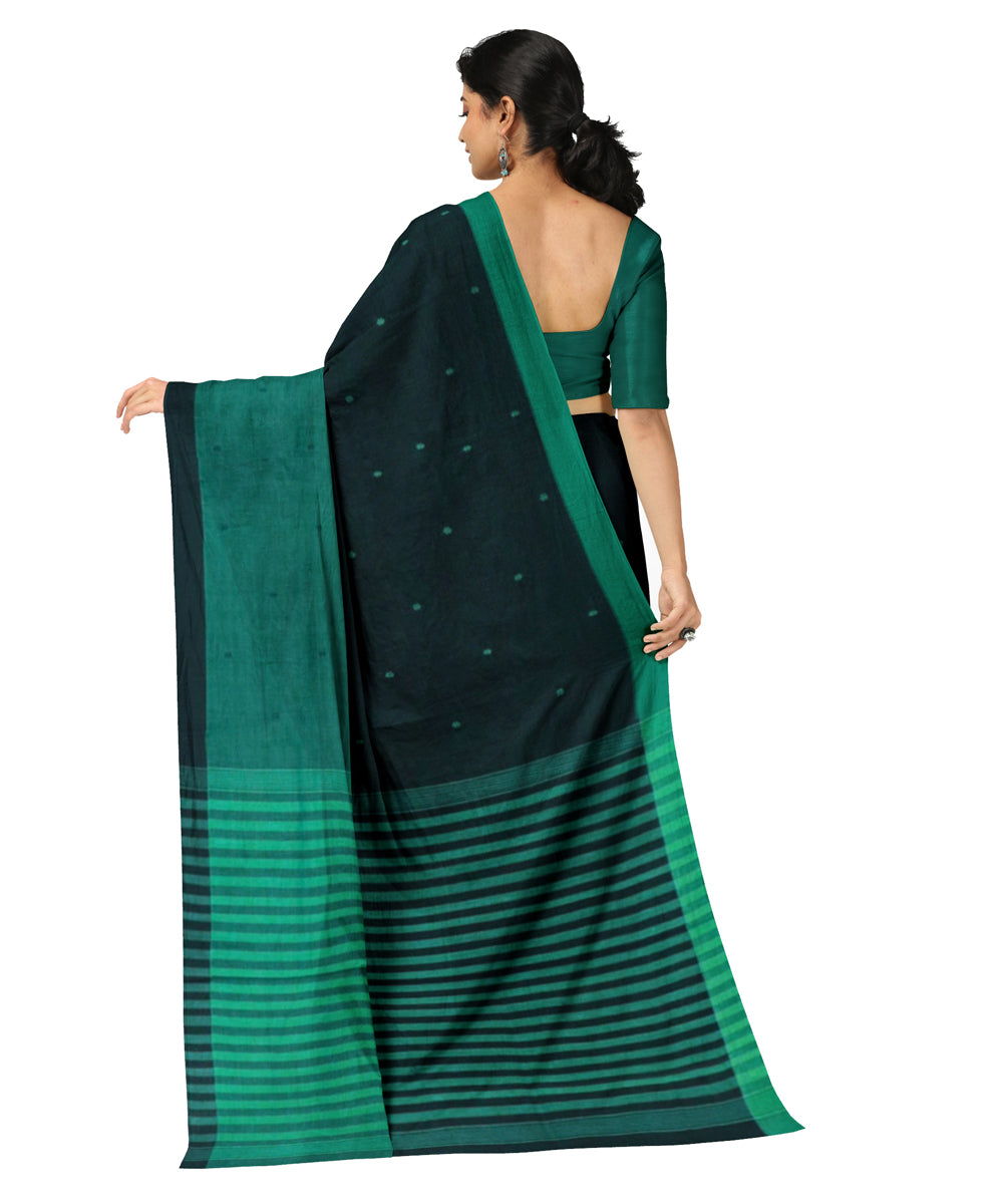 Light green black cotton handwoven angara saree