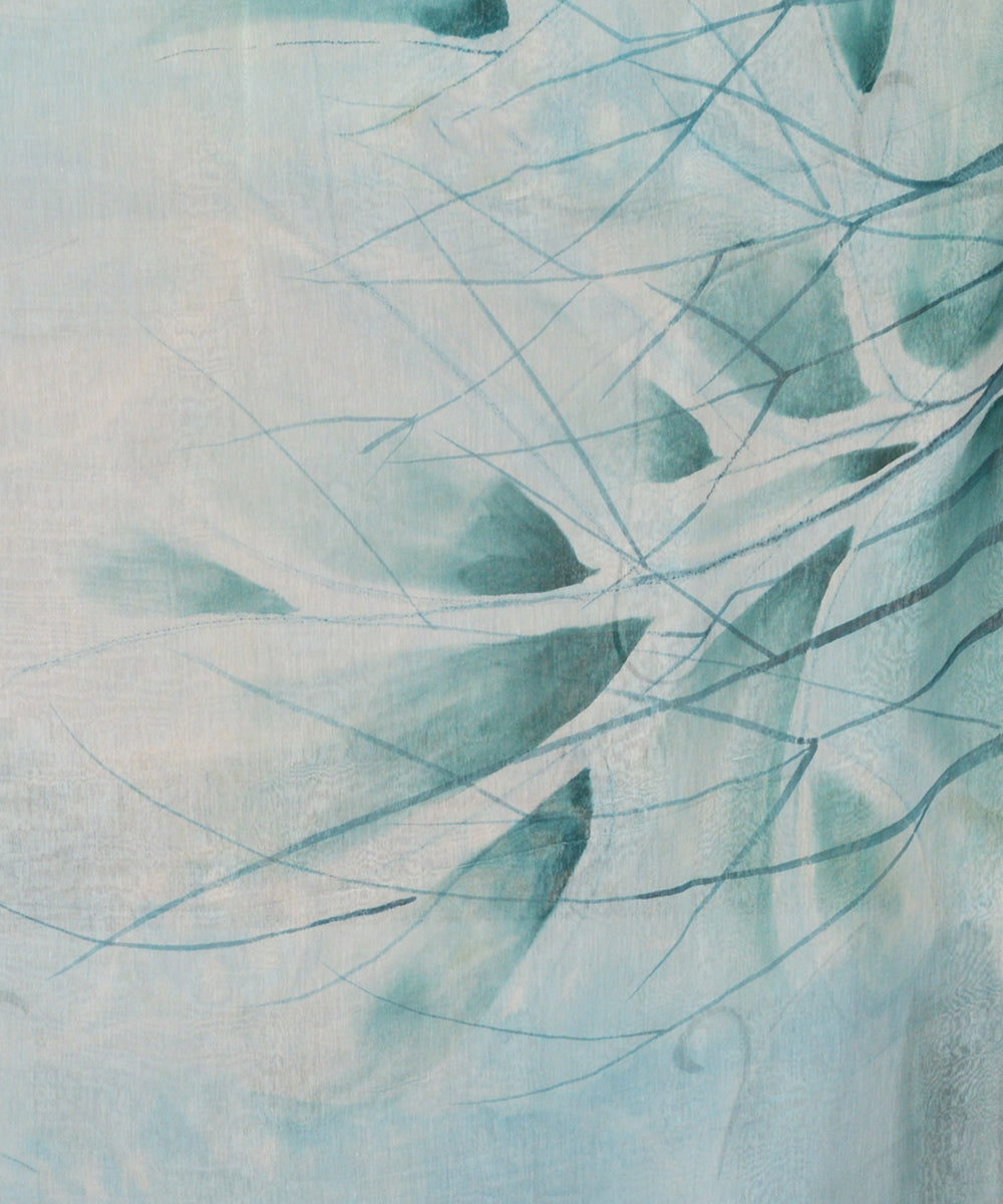 Sky blue cotton handloom saree