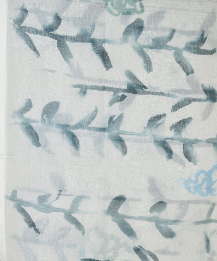 Sky blue off white cotton handloom saree