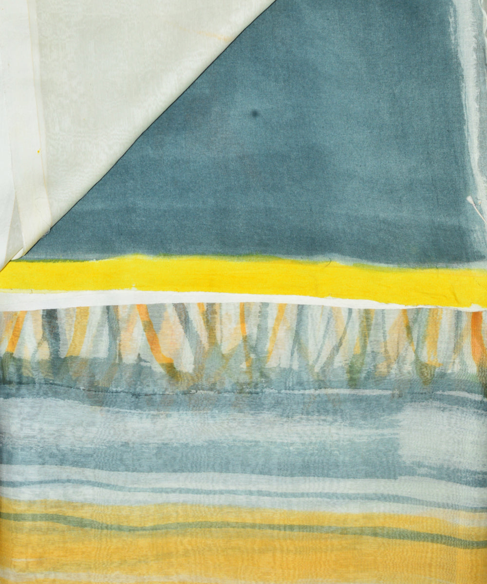 Off white yellow cotton handloom saree