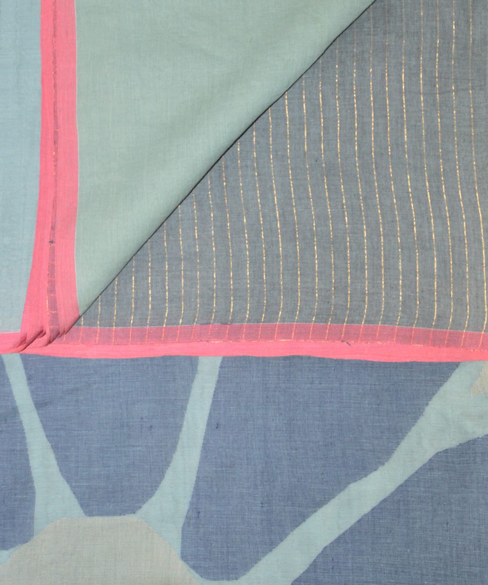 Light grey cotton jamdani handloom saree