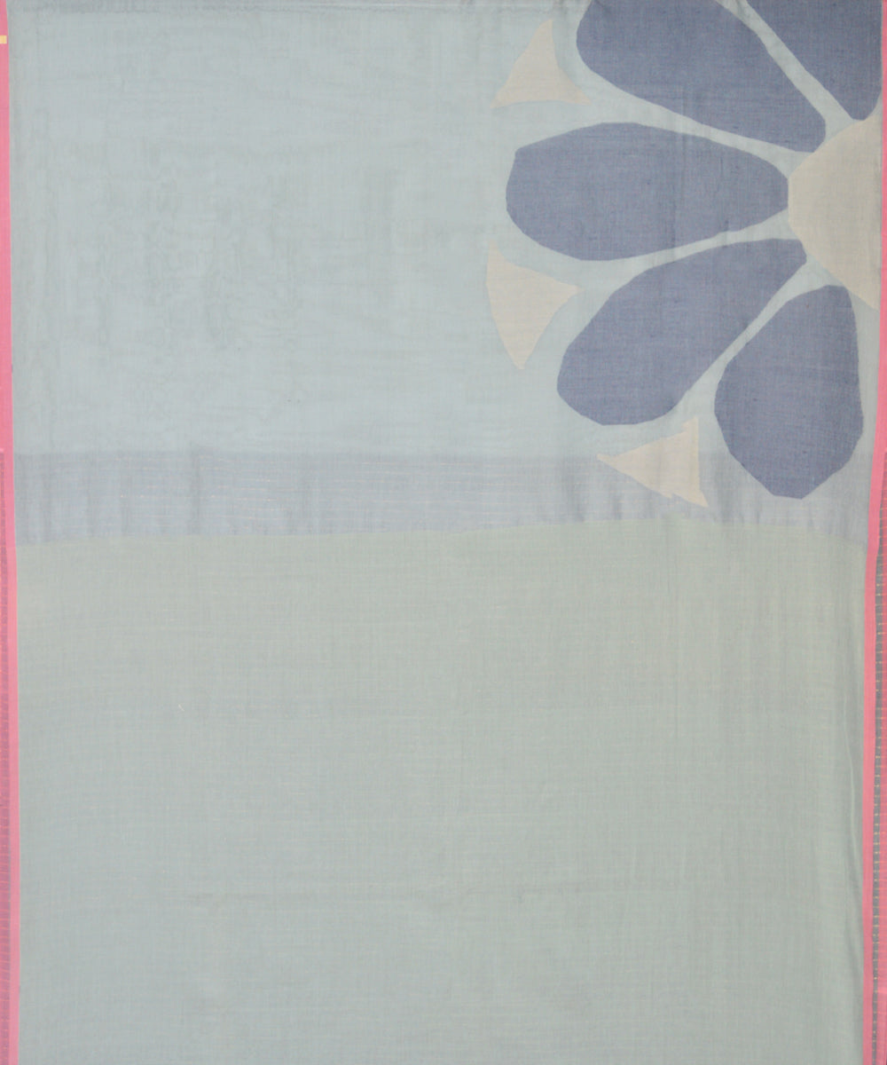 Light grey cotton jamdani handloom saree