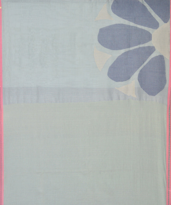 Light grey cotton jamdani handloom saree