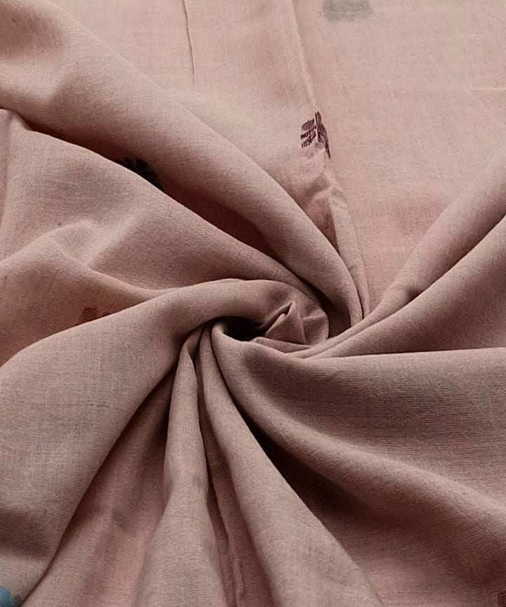 Peachmulticolour buti handwoven cotton jamdani fabric