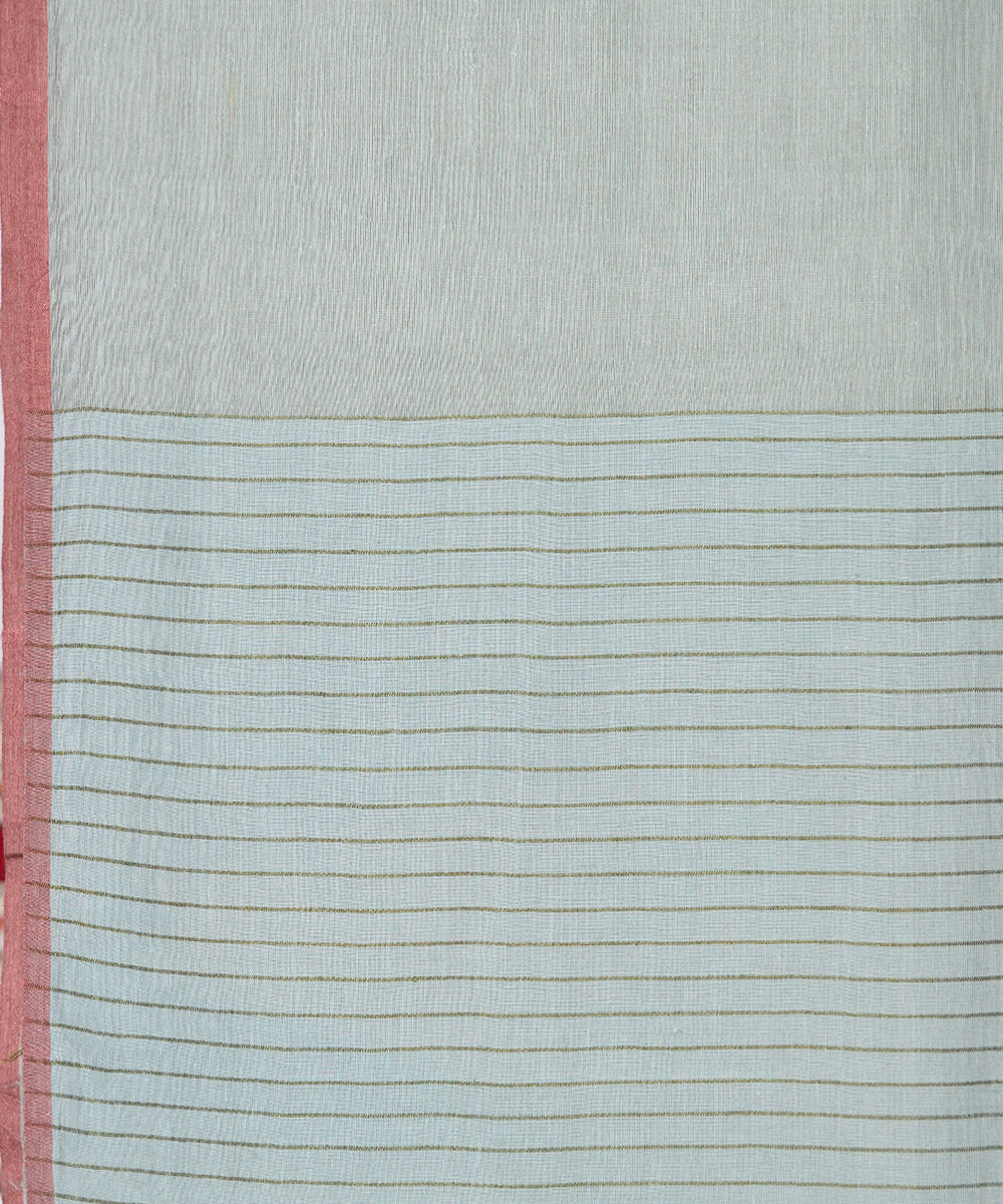Brown light grey cotton handloom jamdani saree